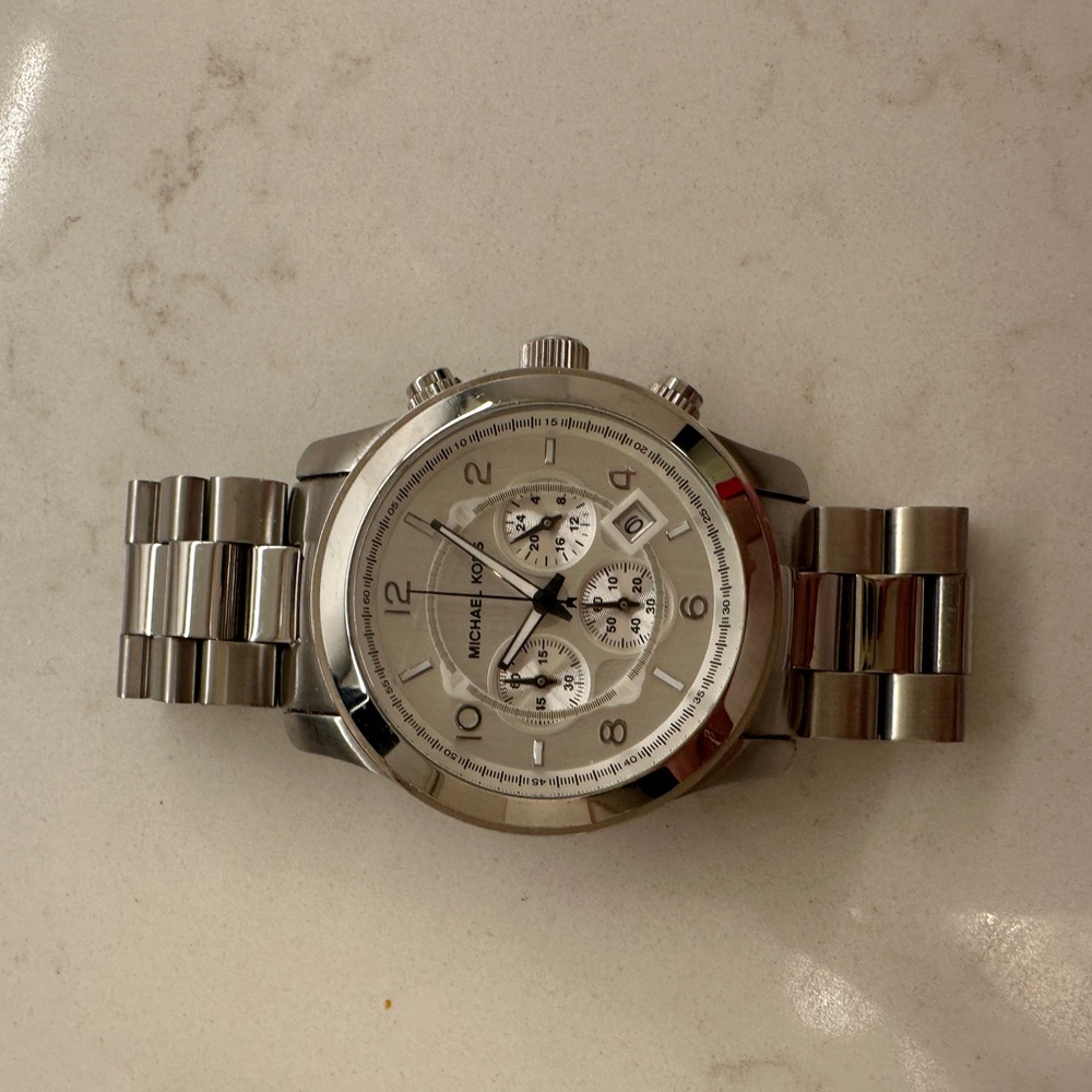 Oversized silver Michael kors watch